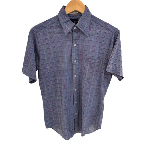 Vintage Touch Of Class Men's Short Sleeve Plaid Shirt Permanent Press Button-Up - Picture 1 of 5